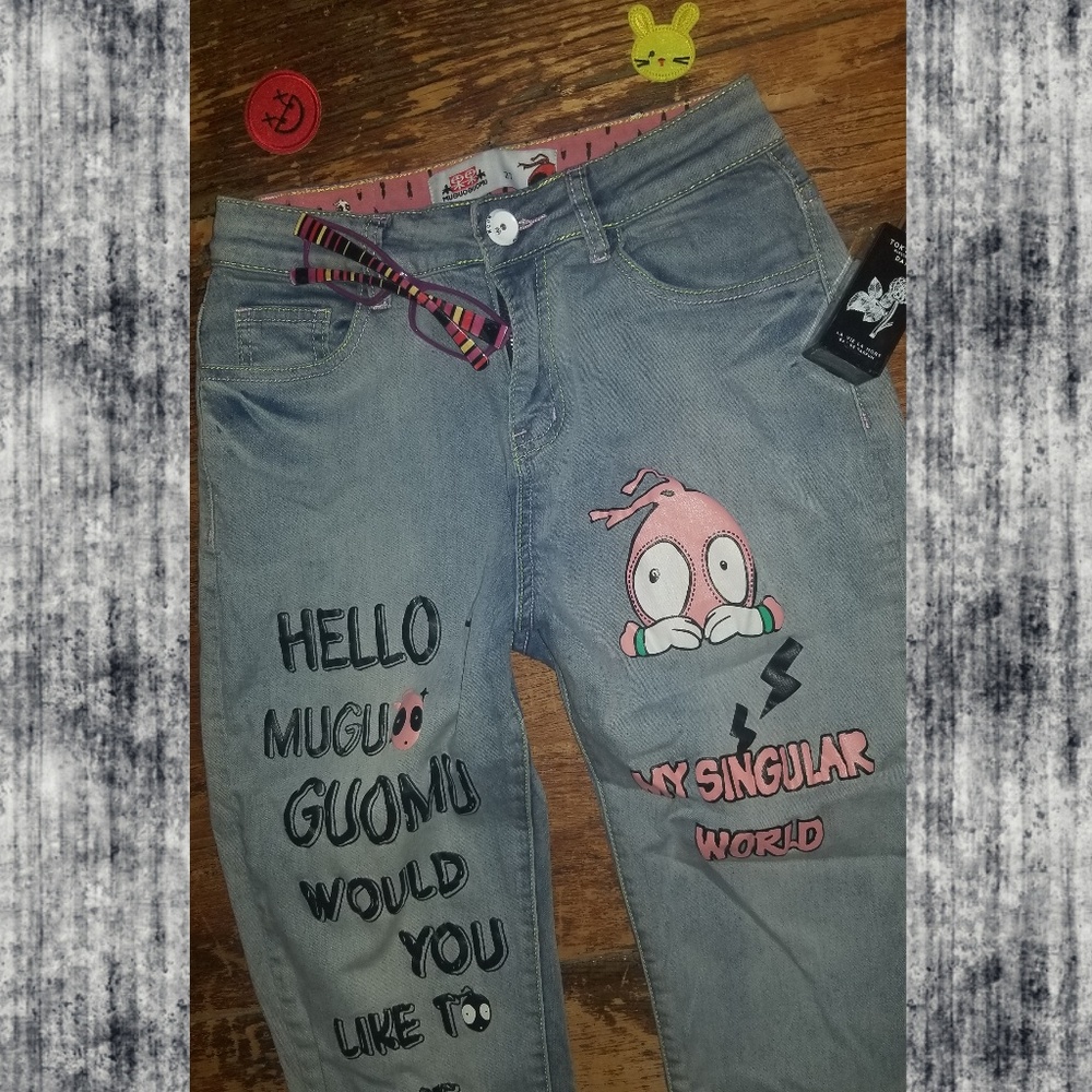 SOLD🌈 Asian MUGUOGUOMU Krazy kute KAWAII jeans - Picture 3 of 8